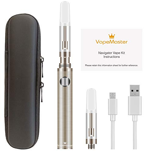 Neue Generation E Zigarette Starter Set, VapeMaster Navigator Vape Pen E Shisha Verdampfer für E-Liquid und CBD öl Pyrex-Glaskartusche Große Batterie 650mAh Reiner Dampf Kein Nikotin