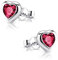 MATERIA Rote Ohrstecker Herz Zirkonia - 925 Sterling Silber Ohrringe Damen Mädchen rhodiniert in Box SO-11-Rot