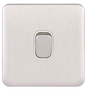 Schneider Electric GGBL2010WSSS Lisse DP Lot de 10 interrupteurs de commande 1 voie 20 AX Inox Intérieur Blanc