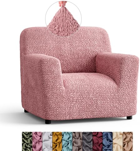 Menotti Chair Cover - Armchair Cover - Armchair Slipcover - Soft Polyester Fabric Slipcover - 1-piece Form Fit Stretch Stylish Furniture Protector - Microfibra - Pink (1 Seater)