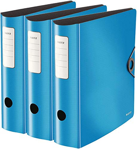 Leitz Qualitätsordner, 180° aktiv solid breit (82mm | 3er Pack, hellblau)