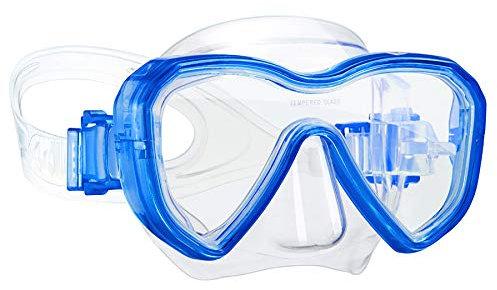 Dorlle Kinder Taucherbrille Tauchmaske,Anti-Fog und Anti-Leck Schnorchelbrille Schwimmbrille Wasserdicht Tempered Glas Maske für Kinder,Blau
