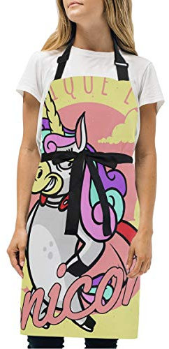 Einzigartig Sein Wie Einhorn Schürze Kochschürze Latzschürze für Damen Frauen Männer Chef Küchenschürze Schürzen mit 2 Taschen verstellbarem Nackenband