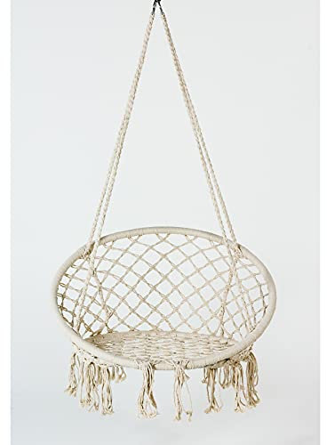 MEVEN HOME & GARDEN Boho Hängesessel zum Aufhängen Geflochten Fransen Hängestuhl Innen & Außen