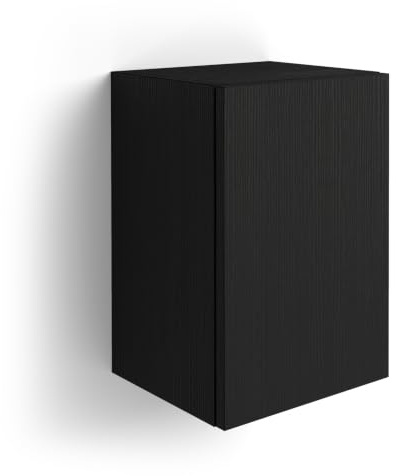 MOBILI FIVER, Estante de Pared en Forma de Cubo con Puerta Iacopo, Color Madera Negra, NO, Armario de Pared para Entrada, Salon, Oficina, Made In Italy