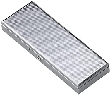 große eckige Pillendose verchromt 10.2 x 3.8 cm - Tablettendose 4 Fächer & Kunststoffeinsatz - Pillenbox für unterwegs, die Handtasche oder als Geschenk