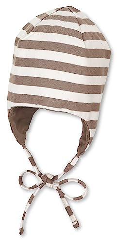 Sterntaler Jungen Baby Mütze - GOTS Jersey Streifen Mütze mit Bindeband - Braun, 49
