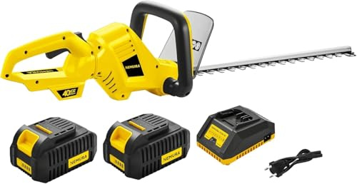 Nemura Taille-Haie Électrique 40V 2 Batteries 2Ah Compatibles - Longueur de Coupe 56cm - Moteur Brushless - Appareil sans Fil Confortable - Chargeur Rapide - Marque française