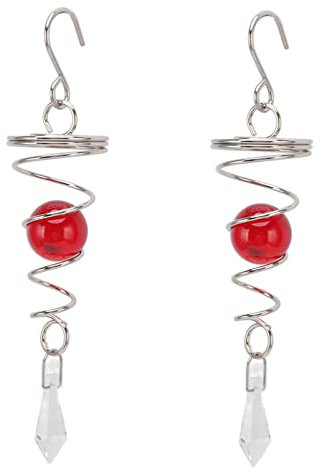 TOPINCN 2 Pieces Gazing Ball Spiral Tail Spiral Tail Decorative Wind Spinner Stabilizer Stainless Steel Spiral Wind Chimes for Indoor Outdoor Decoration(Red)