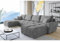 ML Furniture Velvet Ecksofa in U-Form – Grau Sofa – Couch mit Stauraum und Kissen - Ausziehbares Schlafsofa – Sofa mit Schlaffunktion - Schlafsofa mit Bettkasten – Gästebett – 365 x 189 cm
