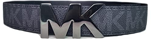 Michael Kors Herren Gunmetal MK Logo Gürtel Schwarz (34), Schwarz, 34