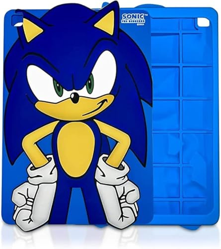 Sonic The Hedgehog Custodia posteriore in silicone per iPad, morbida pelle protettiva in gomma antiscivolo per iPad 9a (2021)/8a (2020)/7a (2019) Gen (Sonic)