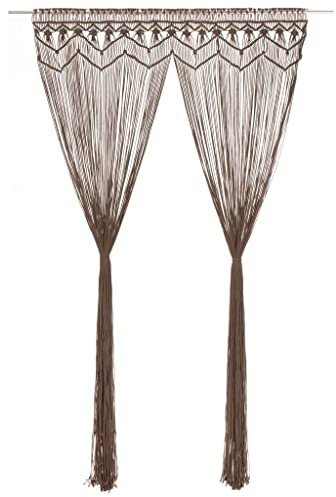 WIFESE Makramee Vorhang 140x240 cm Fadenvorhang Handgemachte Wandbehang Gewebte Tapisserie Vorhänge Boho Deko Türvorhänge für Wohnzimmer Vorhang Kinderzimmer Taupe Baumwolle