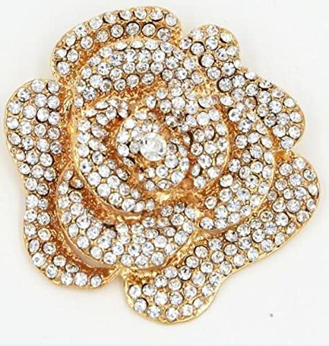 MAYIYAHO DStunning Österreich Kristalle Big Gold Ton Rosenblume Brosche Hochzeit Brautstrauß Brosche