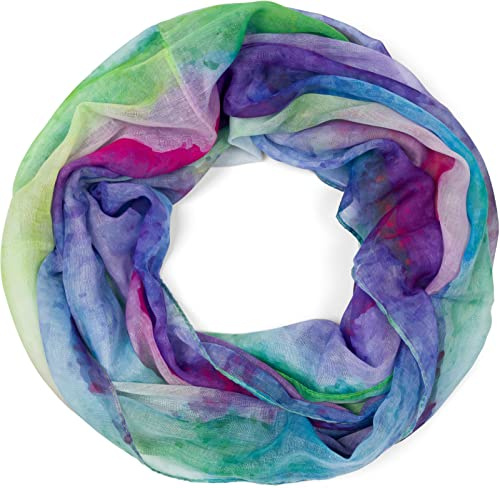 styleBREAKER Damen Loop Schal mit buntem Aquarell Farbverlauf Muster, leichter sommerlicher Schlauchschal mehrfarbig 01016220