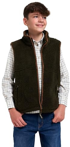 JACK PYKE Junior Sherpa Fleece Gilet Dark Olive