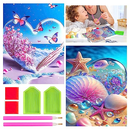 GAROMIA Diamond Painting 2 Stück 5D Diamant Painting Erwachsene Seesterne Diamond Painting Full Set für Kinder Diamond Painting Erwachsene Kinder Home Decor Geschenke 30 x 40 cm