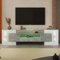 KecDuey Mobile TV 200 cm, elegante mobile TV Lowboard, lucido con illuminazione a LED, mobili da soggiorno, design moderno, elegante superficie in vetro (grigio, 200 cm) (WF3048489)