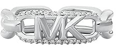Michael Kors Damen Premium Kors MK Sterling Silber Pavé Empire Gliederkettenring, MKC1658CZ0405