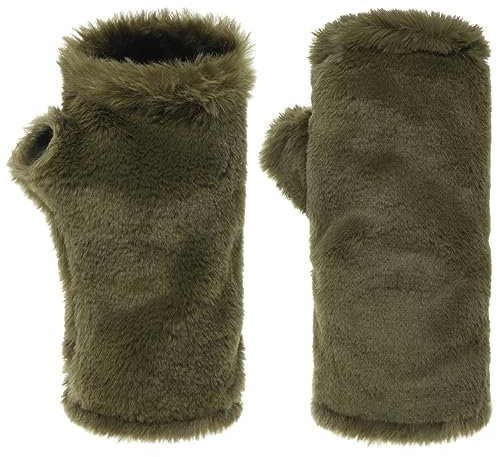 McBURN Faux Fur Stulpen Pulswärmer Fingerlose Handschuhe Damen - Made in Italy Herbst-Winter Winter - One Size grün