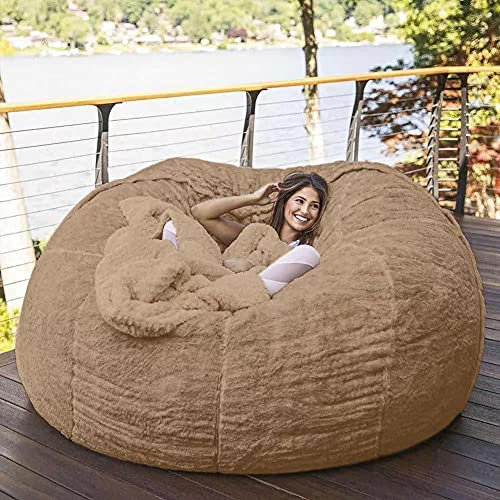 CalmGeek Startseite Schwamm Bett Sitzsack Stuhlbezug Schonbezug Doppelschlafzimmer Balkon Große Couch Runder weicher Flauschiger Bezug Keine Füllungen Nur Bezug