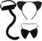 Yolyoo 3 Stück Ohren Stirnband Set Schwanz Fliege Tier Set Haarreif Stirnband Katzen Kostüm für Karneval Fasching Halloween Cosplay Partys (Kätzchen Kostüm Set)
