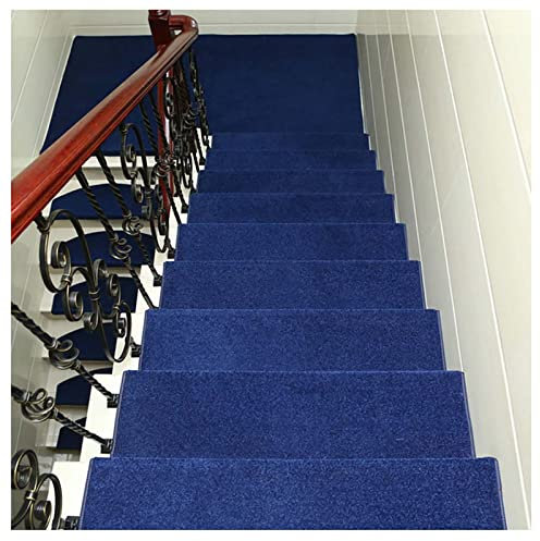 ASHILD 7-teiliges Teppichtreppen-Set, rutschfeste Treppenabdeckungen, Selbstklebende Teppich-Stufenmatten, maschinenwaschbare Treppenauflagen, Sisal für Kinder, Älteste und Haustiere, Blau, 80 x 24