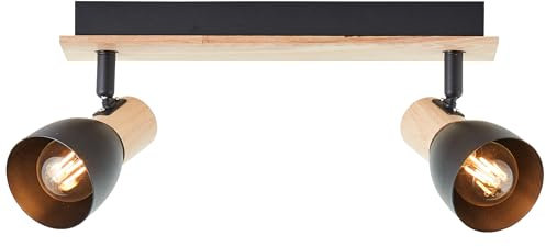Brilliant Lampe Daintree Spotbalken 2-flammig holz/schwarz Aluminium braun 2x D45, E14, 28 W