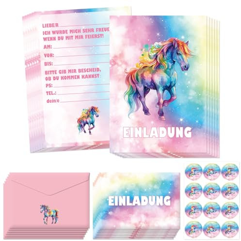 12 Einladungskarten Kindergeburtstagr, 12 Einladungskarten, 12 Umschläge, 12 Tattoo Aufkleber, Geburtstagseinladungen für Mädchen und Jungen, Geburtstagseinladungen Kinder Geburtstagsfeier Kinderparty