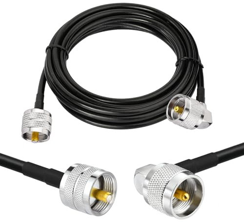 Superbat Cavo Coassiale RG58 CB 3m UHF PL259 Maschio a Maschio Angolo Retto 50 ohm Bassa Perdita per Radio HAM e CB, Analizzatore di Antenna, Carico Fittizio, Misuratore ROS (1 Pezzo)