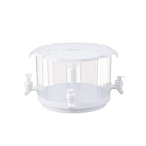 Rotierender 5,5-l-Getränkespender für Den Kühlschrank, 4-in-1-Wasserkocher mit Deckel und Wasserhahn, Kunststoff-Getränkespender, Wassereimer, Geteilter Limonadensaftbehälter, Ideal für(Weiß)