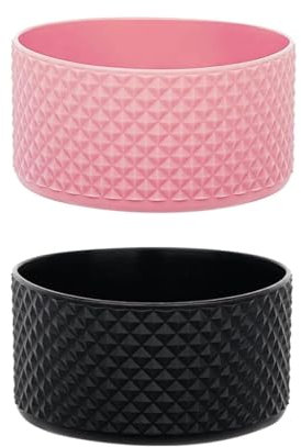 Lwtsrp 2pcs Funda Protectora de Silicona Para Stanley Cup, Cubierta Protectora para Base de Botella de Agua para Stanley Quencher 12-24oz y Vasos Regulares (Negro/Rosa)