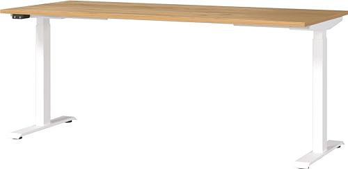Germania Schreibtisch 7909-242, in Navarra-Eiche-Nb./Weiß, EL. höhenverstellb., 180 x 120 x 80 cm (BxHxT)
