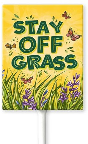 Geroclonup Stay Off Gras-Schild mit Metallpfähle, 20,3 x 30,5 cm, Aluminiumschilder für Hof, wetterfest, stabil