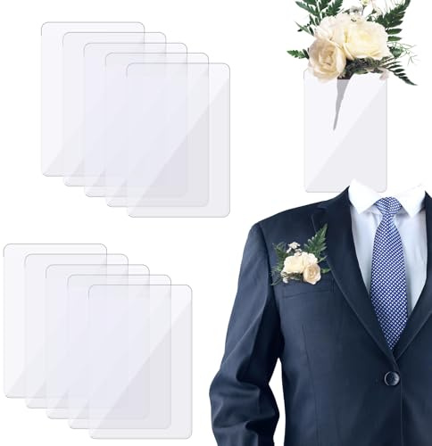 Taschen-Boutonniere-Kunststoffhülle für Bräutigam, Unsichtbar Einstecktuch Boutonniere-Halter ohne Anstecknadel Transparente Boutonniere-Karte für Trauzeugen Hochzeitszubehör