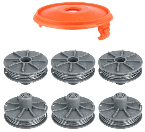 6 Pièces Bobine de Fil de Coupe 5307-20 avec Couvercle de Bobine 5344-20 pour Gardena Coupe Bordure Art.8846, 8847, 8848, 9805, 9806, 9807, 9808, 9809