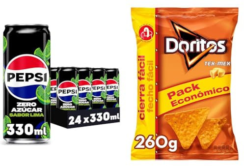Pack Pepsi zero lima 24 latas 330ml + Doritos Tex Mex 3 x 260gr