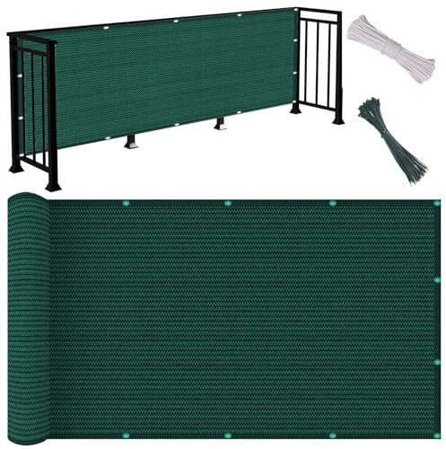 Tela Ocultacion Jardin Exterior 90 x 135 cm HDPE 185 G/M², Ligera Transparente y Polvo Pantallas Protectoras Rectangular con Bridas y Cuerda para Terraza y Piscina, Verde Oscuro