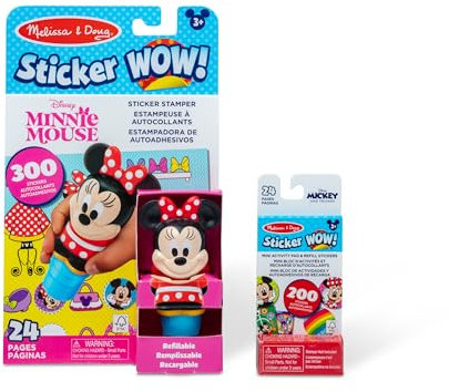Melissa & Doug Sticker Wow!™ Disney Minnie Mouse Bundle: 24-Page Activity Book, Refillable Sticker Stamper, Mini Pad, 500 Stickers, Arts and Crafts for Kids Ages 3+