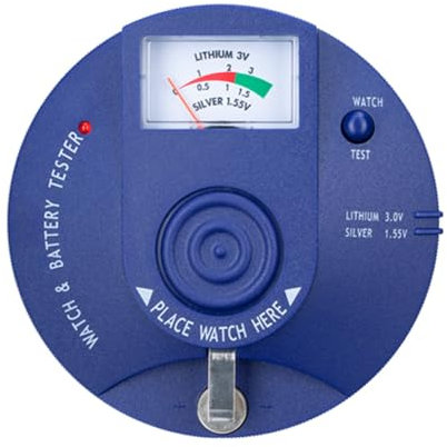 Barfeery Quartz Movement Tester,Circular Type Watch Battery Pulse Tester and 1.5V 3V Button Cell Battery Analyzer
