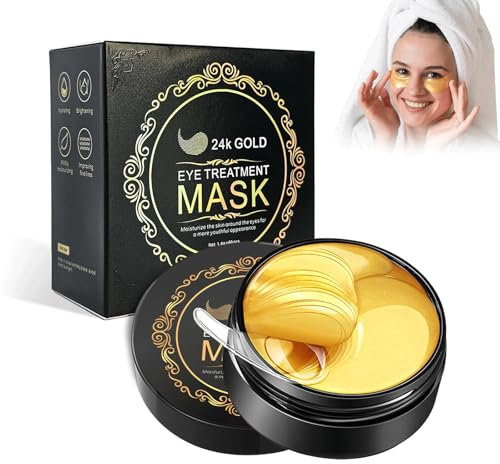 Shefave 24k Golden Eye Pads, Augenpads Gegen Augenringe, 60pcs Augenpads Hyaluron, Augenmaske Anti Falten Pflaster Mindern Falten Und Schwellungen, Eye Mask Befeuchten und Hydratisieren