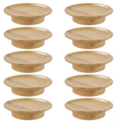 Honseadek - Assiettes à charcuterie en bois élégantes, 10pcs/L, rondes, unis, pour verre à vin et apéritif, empêche les éclaboussures de vin rouge, durable et facile à nettoyer