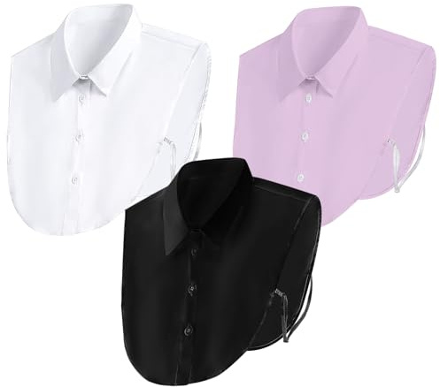 EUPSIIU Lot de 3 faux cols détachables pour femme, demi-col de chemise, col Dickey, chemisier pour chandails et vêtements sans col