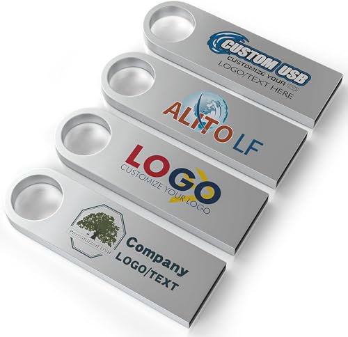 Personalisierte Metall USB-Sticks 10 Stück mit Gravur Wunsch Text, Muster, Firmenlogo, Hochzeit Speicherstick USB 2.0 Flash Drive Individueller 128MB/256MB/512MB/1GB/2GB/4GB/8GB/16GB/32GB/64GB