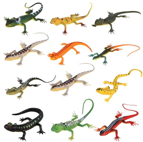 NHQZ Lagarto de plástico,12 piezas lagarto de Goma,lagarto Realista,juguetes de broma, juguetes de lagarto falsos para la fiesta de broma del Día de los Inocentes de Halloween
