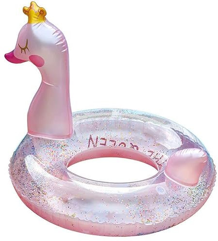 ACTOYS Schwimmring Schwan Kinder, Schwimmreifen Kinder, Schwimmring Kinder, für 5-10 Jahre, Schwimmring Glitzer, Pailletten Schwimmring, Pool Spielzeug (Schwan)