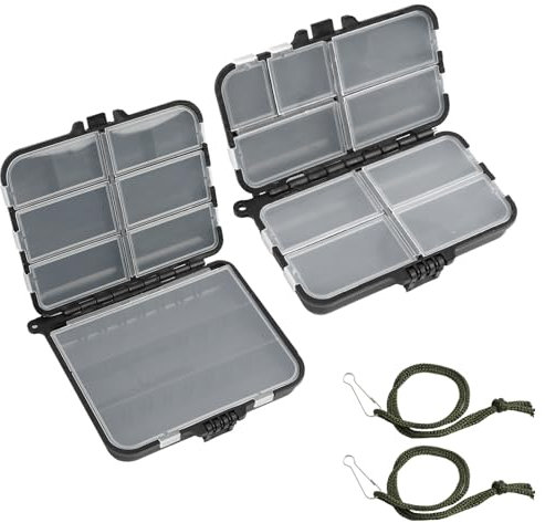 2 PCS Scatola Di Immagazzinaggio Di Plastica Fishing Tackle Box, Scatola Da Pesca Impermeabile A Doppia Faccia Con 7 E 9 Scomparti Per Accessori Da Pesca, Ideale Per Esche E Attrezzature