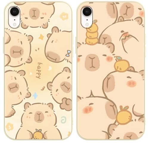 PBNDJVG Kawaii Phone Cases Funny Capybara Case for Apple iPhone XR 6.1 Inch, Anime Cartoon Cute Pattern Shockproof Soft TPU Silicone Gel Drop Protection Case for Women Girls