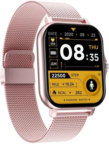 AngLink naturstepwatch Smartwatch – Fitnessuhr mit Herzfrequenz-, Blutdruck- und Sauerstoffmessung, GPS-Tracker, kompatibel mit Android & iOS, ideal für Alltag & Sport (Rosa)