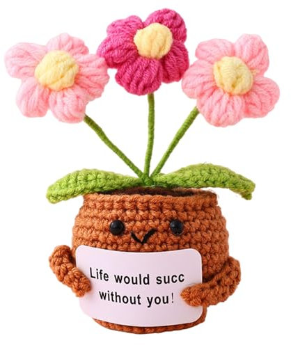 Pianta di supporto emotivo - Ornamento di cactus all'uncinetto, d i y pianta a foglia all'uncinetto | Fun all'uncinetto all'uncinetto Pelugo di fiori succulenti, arte per pianta sospesa all'uncinetto,